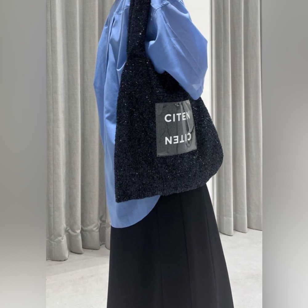 CITEN Glitter Clear Logo Tote Bag Black Sparkly Tinsel Japan viral United Arrows